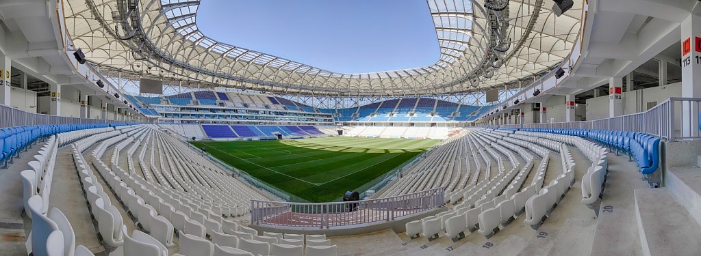 Футбольный стадион Волгоград Арена. Панорама чаши стадиона