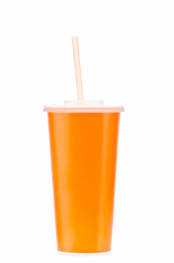 Бумажный стакан для прохладительного напитка с крышкой и соломинкой